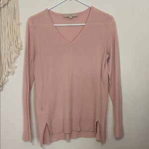 LOFT Pale Pink V-Neck Lightweight Sweater